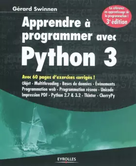 Couverture du produit · Apprendre à programmer avec Python 3