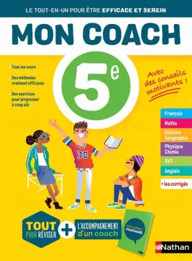 Couverture du produit · Mon coach 5e - Réviser toutes les matières de la 5e avec l'accompagnement d'un coach pour être efficace et serein