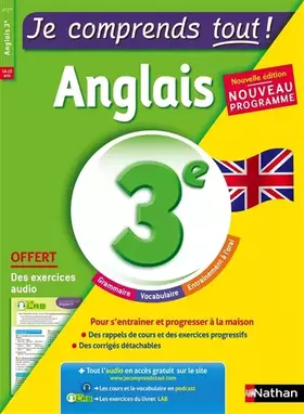 Couverture du produit · Anglais 3ème - cours + exercices + audio - Je comprends tout - conforme au programme de 3e