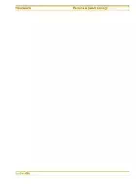 Couverture du produit · Retour à la parole sauvage