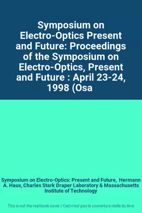 Couverture du produit · Symposium on Electro-Optics Present and Future: Proceedings of the Symposium on Electro-Optics, Present and Future : April 23-2