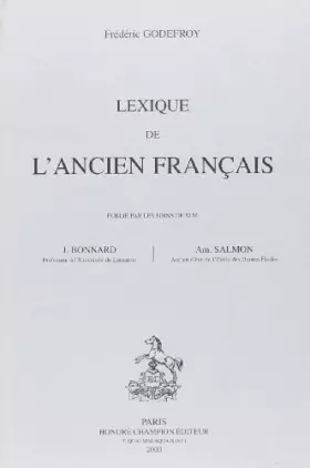 Couverture du produit · Lexique de l'ancien français