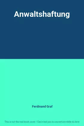 Couverture du produit · Anwaltshaftung