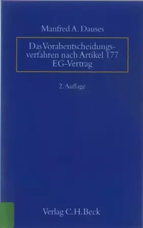 Couverture du produit · Das Vorabentscheidungsverfahren nach Artikel 177 EG-Vertrag