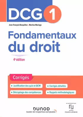 Couverture du produit · DCG 1 Fondamentaux du droit - Corrigés - 4e éd.