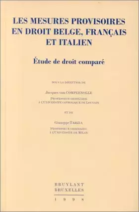 Couverture du produit · Mesures Provisoires En Droit Belge, Francais Et Italien : Etude De Droit Compare