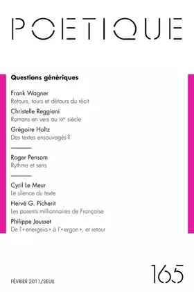 Couverture du produit · Poétique, n°165