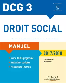 Couverture du produit · DCG 3 - Droit social 2017/2018 - 11e éd. - Manuel: Manuel (2017-2018)