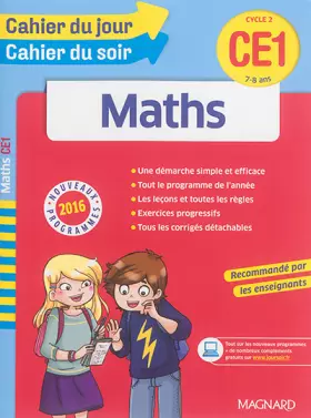 Couverture du produit · Cahier du jour/Cahier du soir Maths CE1 - Nouveau programme 2016