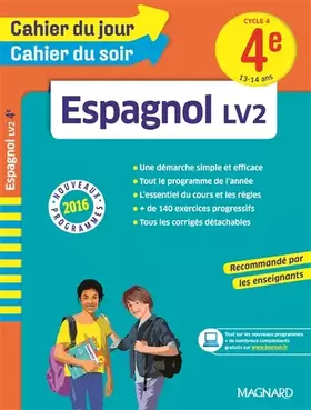 Couverture du produit · Cahier du jour/Cahier du soir Espagnol 4e