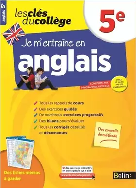 Couverture du produit · Je m'entraîne en anglais - 5ème: Les clés du collège