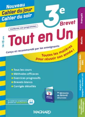 Couverture du produit · Tout en Un 3e - Leçons, méthodes et exercices - Nouveau Cahier du jour Cahier du soir