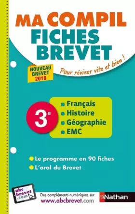 Couverture du produit · Français - Histoire-Géographie - EMC (Enseignement moral et civique) 3e - Ma Compil fiches Brevet - Brevet 2023