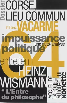 Couverture du produit · Vacarme, N° 64, Eté 2013 : Corse, lieu commun