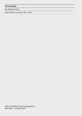 Couverture du produit · Art & Language : brouillages : dessins 1965-2008  blurrings : works on paper 1965-2008.