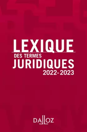 Couverture du produit · Lexique des termes juridiques 2022-2023 30ed