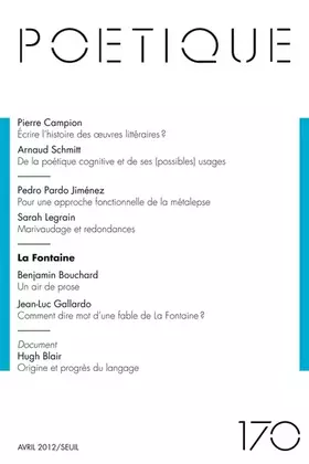 Couverture du produit · Poétique, n°170