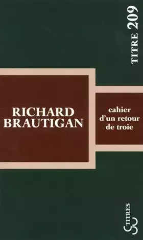 Couverture du produit · Cahier d'un retour de Troie
