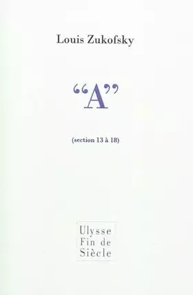 Couverture du produit · "A" (Sections 13 à 18)