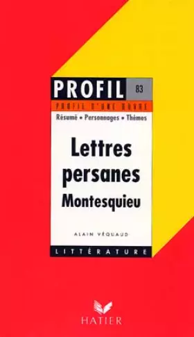 Couverture du produit · Profil d'une oeuvre : Lettres persanes, Montesquieu