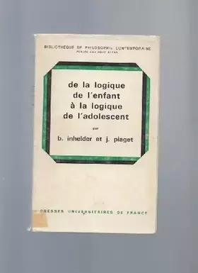Couverture du produit · De la logique enfant a adolescent