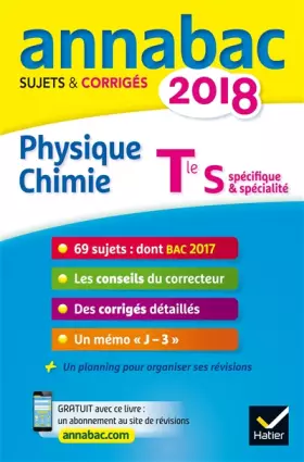 Couverture du produit · Annales Annabac 2018 Physique-chimie Tle S: sujets et corrigés du bac   Terminale S