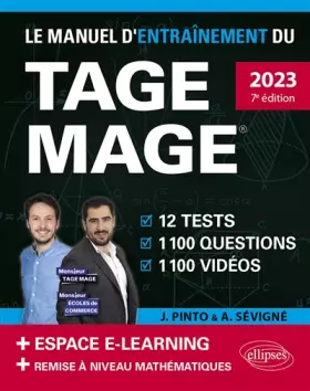 Couverture du produit · Le Manuel d’entraînement du TAGE MAGE: 12 tests blancs, 1100 questions, 1100 vidéos