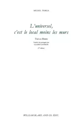 Couverture du produit · L'universel, c'est le local moins les murs: Tras-os-Montes