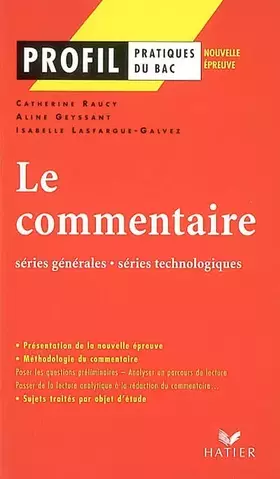 Couverture du produit · Le commentaire, séries générales, séries technologiques