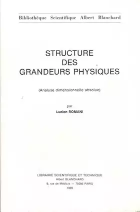 Couverture du produit · Structure des grandeurs physiques