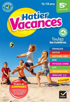 Couverture du produit · Cahier de vacances 2023 de la 5e vers la 4e: pour réviser son année dans toutes les matières