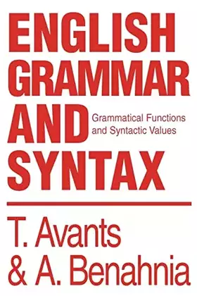 Couverture du produit · English Grammar and Syntax: Grammatical Functions and Syntactic Values