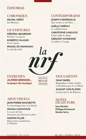 Couverture du produit · La Nouvelle Revue Française