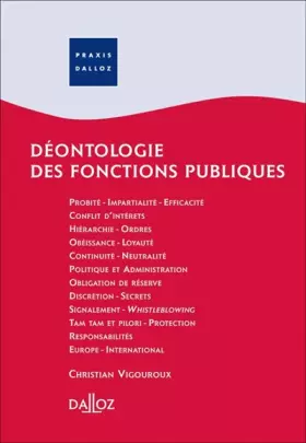 Couverture du produit · Déontologie des fonctions publiques - 1ère éd.