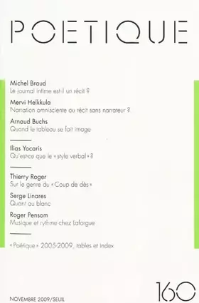 Couverture du produit · Poétique, n°160