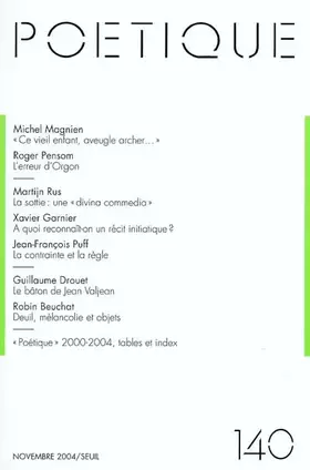 Couverture du produit · Poétique n° 140 (40)