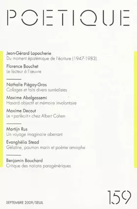 Couverture du produit · Poétique, n°159