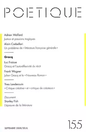Couverture du produit · Poétique, n° 155