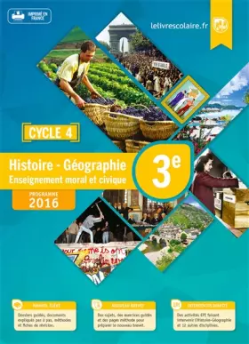 Couverture du produit · Histoire Géographie Enseignement moral et civique 3e Cycle 4 : Manuel élève