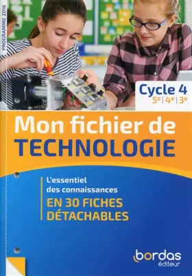 Couverture du produit · Mon fichier de technologie Cycle 4 2019