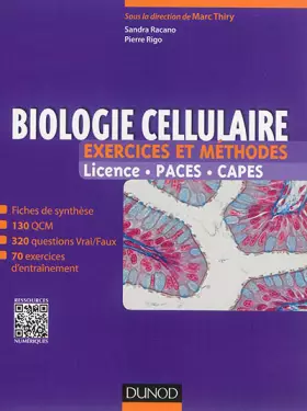 Couverture du produit · Biologie cellulaire - Exercices et méthodes: Fiches de cours et 500 QCM et exercices d'entrainement corrigés