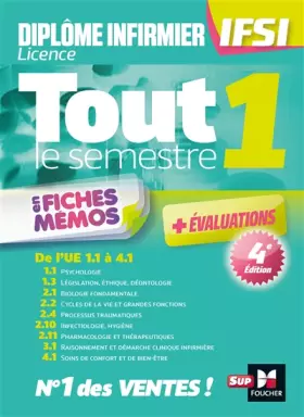 Couverture du produit · Tout le semestre 1 en fiches mémos - Diplôme d'état infirmier - DEI IFSI - Révision et entrainement