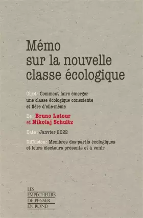 Couverture du produit · Mémo sur la nouvelle classe écologique