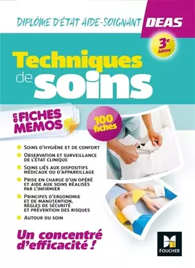 Couverture du produit · Techniques de soins en fiches mémos - Diplôme d'État d'aide-soignant DEAS 3e ed. - Révision