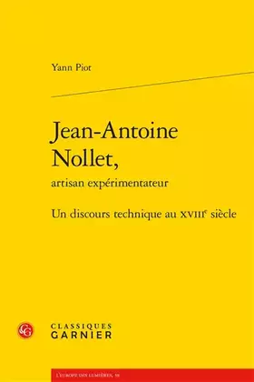 Couverture du produit · Jean-Antoine Nollet,: Un discours technique au XVIIIe siècle