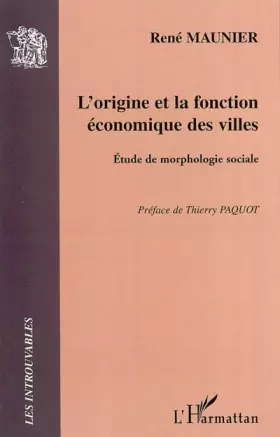 Couverture du produit · L'origine et la fonction économique des villes : Etude de morphologie sociale