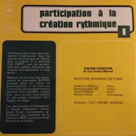 Couverture du produit · Disque De Participation À La Création Rythmique Volume 1 : Pièces Inédites