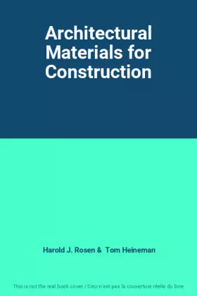 Couverture du produit · Architectural Materials for Construction