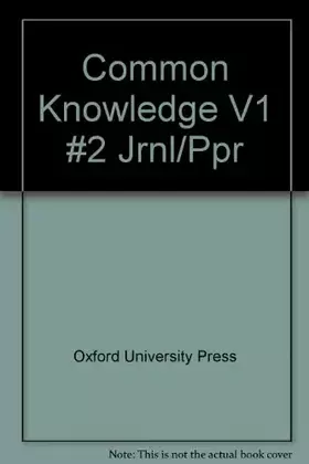 Couverture du produit · Common Knowledge V1 #2 Jrnl/Ppr