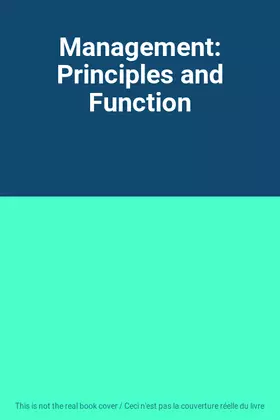 Couverture du produit · Management: Principles and Function